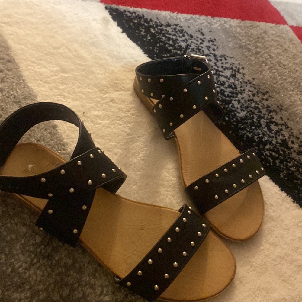 Sandals - black silver dots